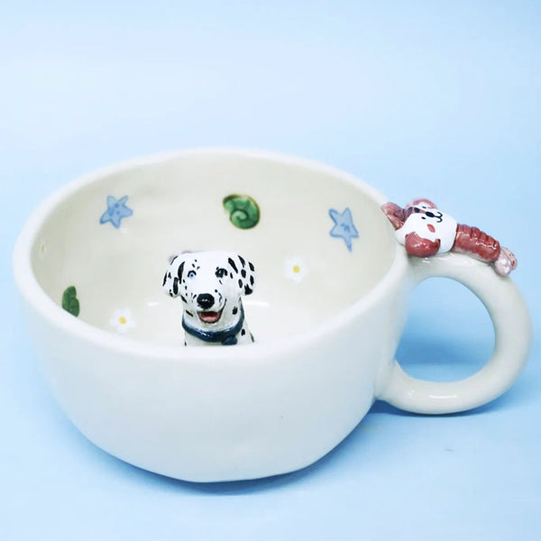 Sitipot Custom Handmade Squatting Bath Pet's Figure Ceramic Mug