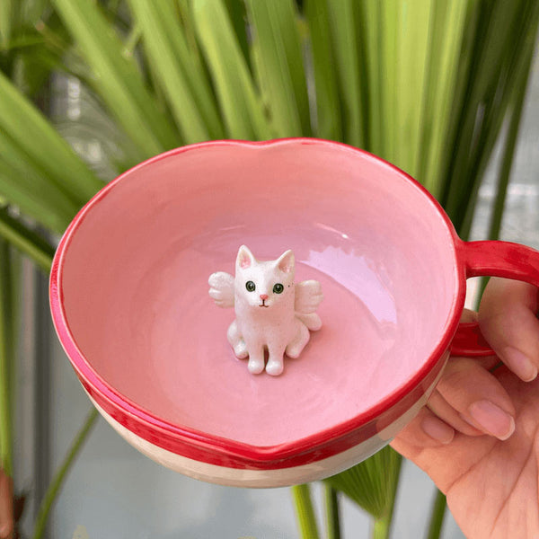 Sitipot Handmade Ceramic Heart Shaped Custom Pet Sculpture Mug