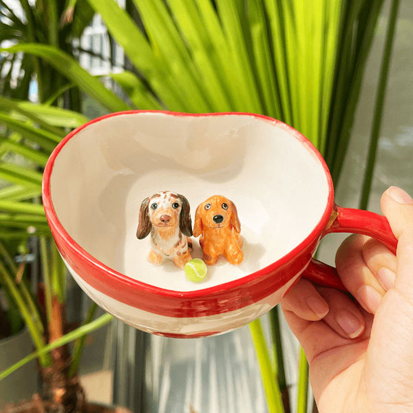 Sitipot Handmade Ceramic Heart Shaped Custom Pet Sculpture Mug